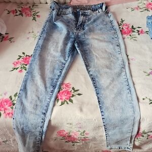 VIP Blue High Rise Jeans with Distressed Details